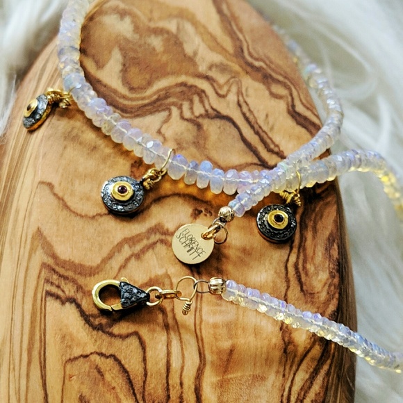 Jewelry - Opal and Diamond Charm Choker